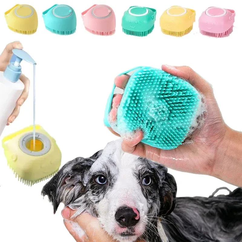 Silikon-Badebürste mit Shampoo-Behälter im Griff